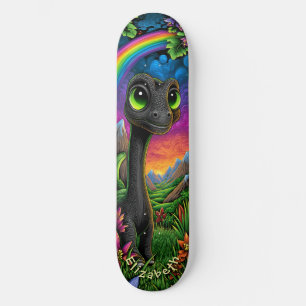 Skateboard Montagnes de fantaisie de dinosaures mignons Art p