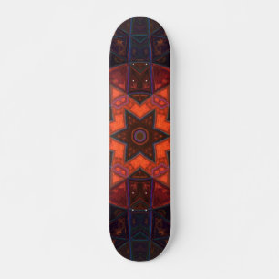 Skateboard Mosaic Kaleidoscope Fleur violet orange et bleu