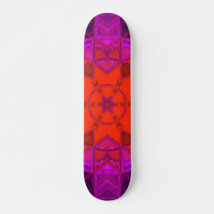 Skateboard Mosaic Kaleidoscope Fleur violet rose et rouge