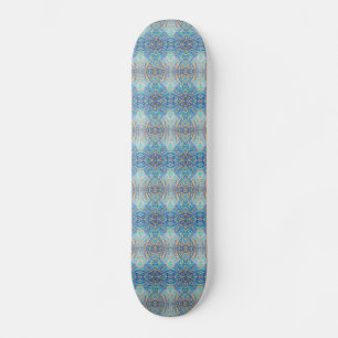 Skateboard mosaïque marocaine bleu turquoise aquamarine