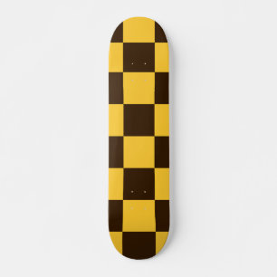 Skateboard Motif à carreaux noir et jaune rétro
