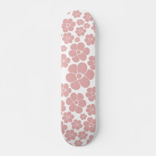 Skateboard Motif à fleurs - rose et blanc