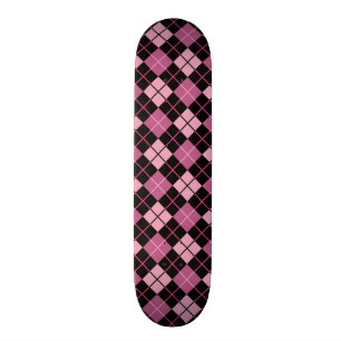 Skateboard Motif à motifs de losanges dans le noir et le rose