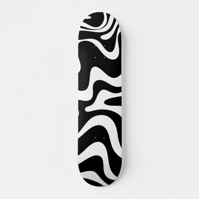 Skateboard Motif Abstrait noir et blanc rétro (Devant)