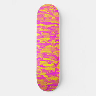 Skateboard Motif Abstrait rose jaune orange