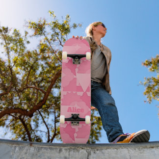 Skateboard Motif Abstrait rose personnalisé avec nom