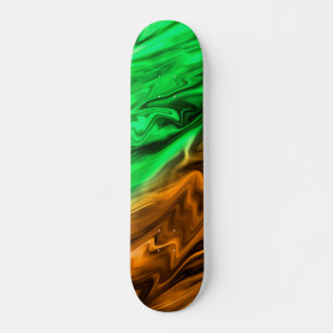 Skateboard motif Abstrait tacheté en vert orange