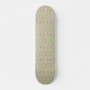 Skateboard Motif Abstrait Trippy Retro Rose et Lime Green