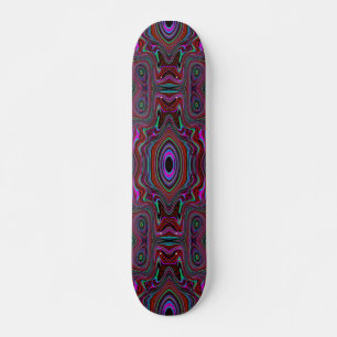 Skateboard Motif Abstrait Vert Mousse de Mer et Magenta Tripa