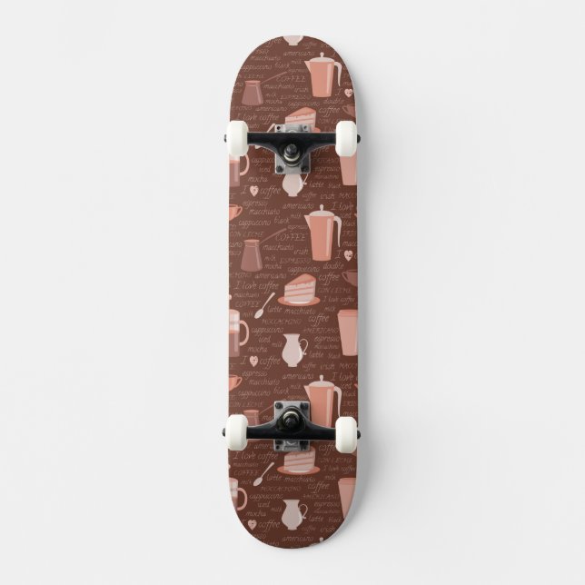 Skateboard Motif avec les éléments relatifs de café (Recto)