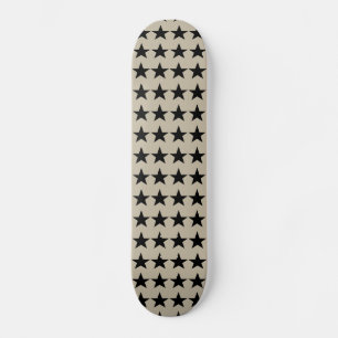 Skateboard Motif Beige et Black Stars