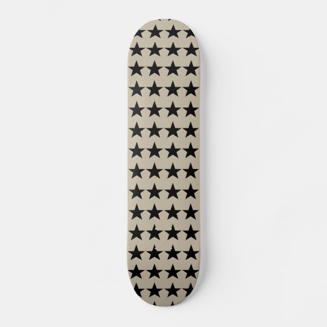 Skateboard Motif Beige et Black Stars (Recto)
