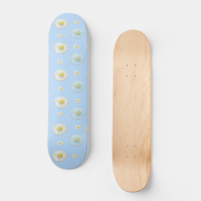 Skateboard Motif blanc et bleu clair (Recto)
