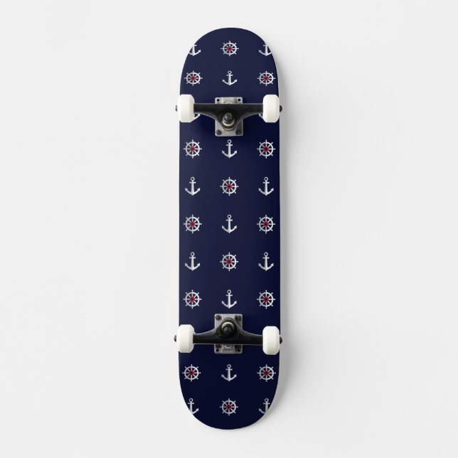 Skateboard Motif blanc et bleu rouge d'Ancre (Recto)