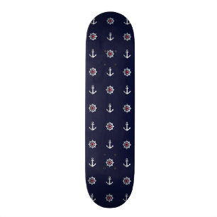 Skateboard Motif blanc et bleu rouge d'Ancre