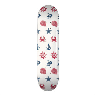 Skateboard Motif blanc et bleu rouge de symbole de mer