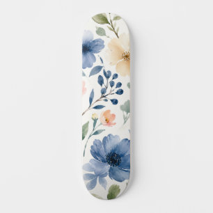 Skateboard Motif botanique moderne de fleurs sauvages à l'aqu