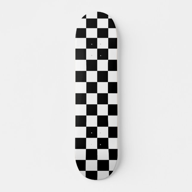 Skateboard Motif Checkered noir et blanc (Devant)