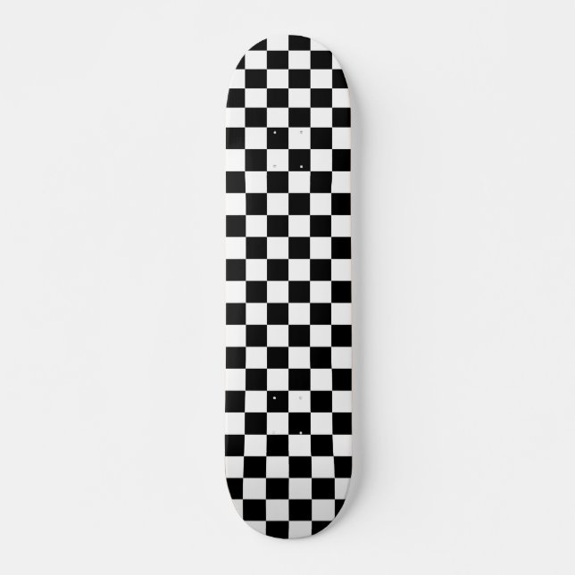 Skateboard Motif chèque À damiers noir blanc (Devant)