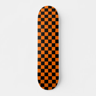 Skateboard Motif chèque À damiers orange noir