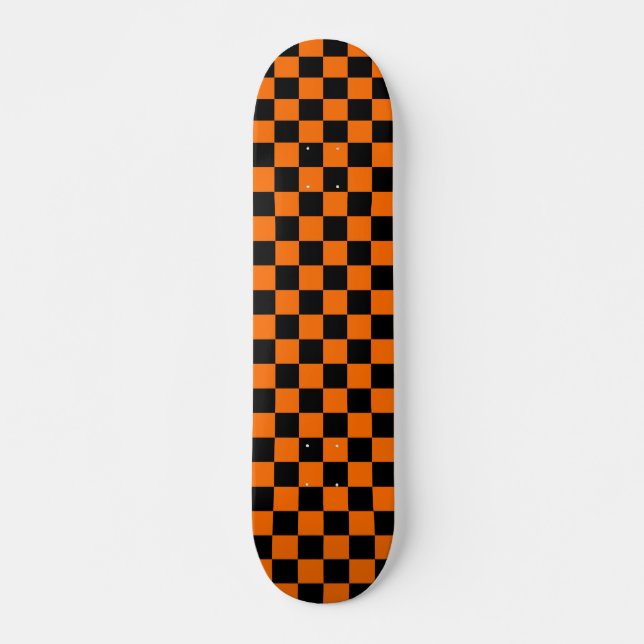 Skateboard Motif chèque À damiers orange noir (Devant)