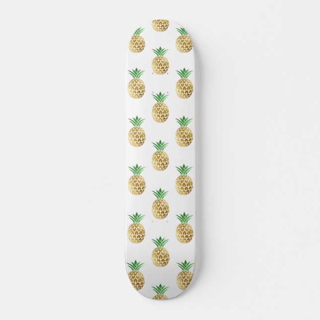 Skateboard Motif d'ananas Tropical Hawaiian Gold Foil (Devant)