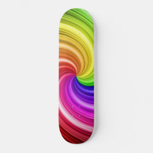 Skateboard Motif d'art spiral coloré teint arc-en-ciel torse
