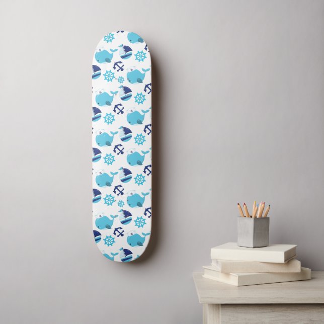 Skateboard Motif De Baleines, Beaux Baleines, Baleines Bleues (Art mural)