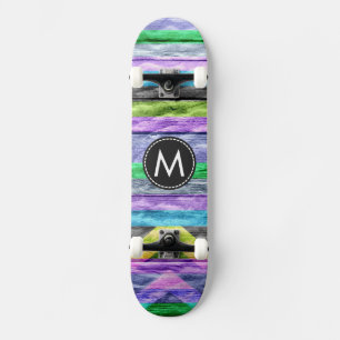 Skateboard Motif de bandes Chevron en bois peint #9