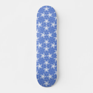 Skateboard Motif de batik moderne fleur florale jasmin blanc