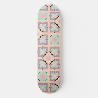Skateboard Motif de carreaux géométriques pastel | Rose Menth