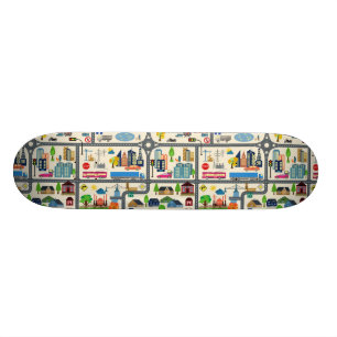 Skateboard Motif de carte de ville