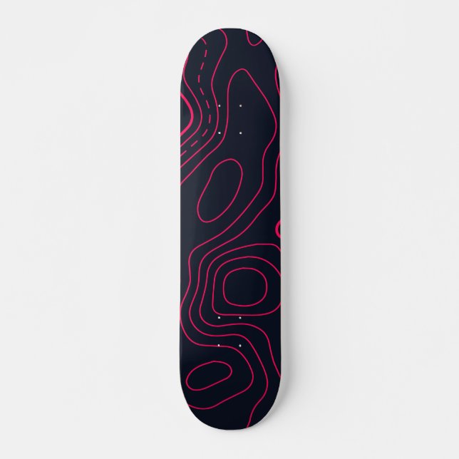 Skateboard Motif de carte topographique (Devant)