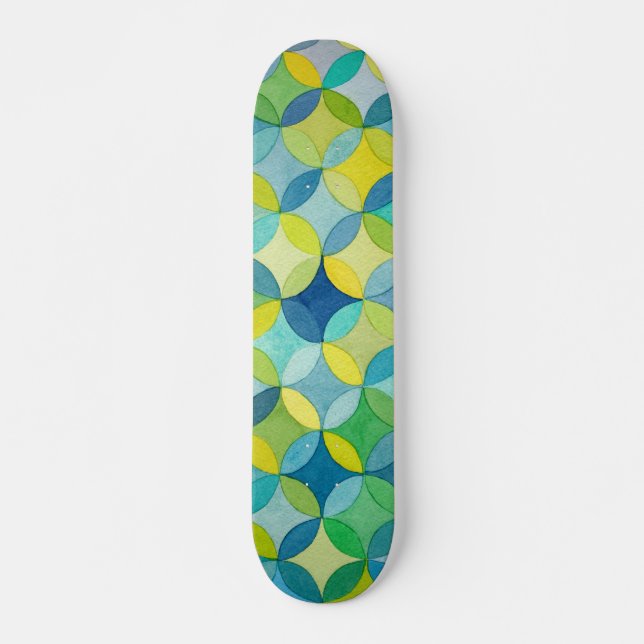 Skateboard Motif de chevauchement circulaire aquarelle person (Devant)