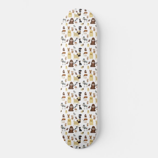Skateboard motif de chiens arrière - plans blancs. (Recto)