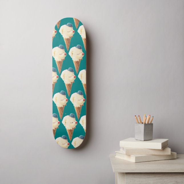 Skateboard Motif de chiot à crème glacée (Art mural)