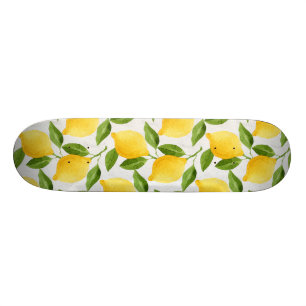Skateboard Motif de citrons d'aquarelle