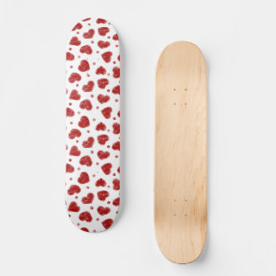 Skateboard Motif de cœurs rouges et blancs