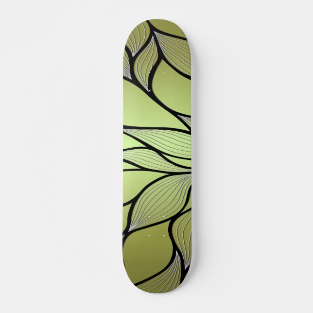 Skateboard Motif de congé créatif vert olive (Devant)