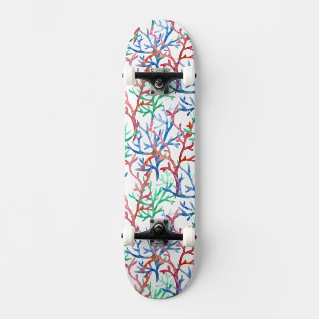 Skateboard Motif de corail d'aquarelle (Recto)