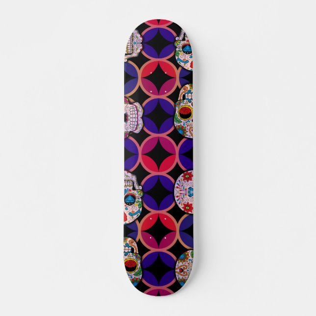 Skateboard Motif de crânes de sucre (Devant)