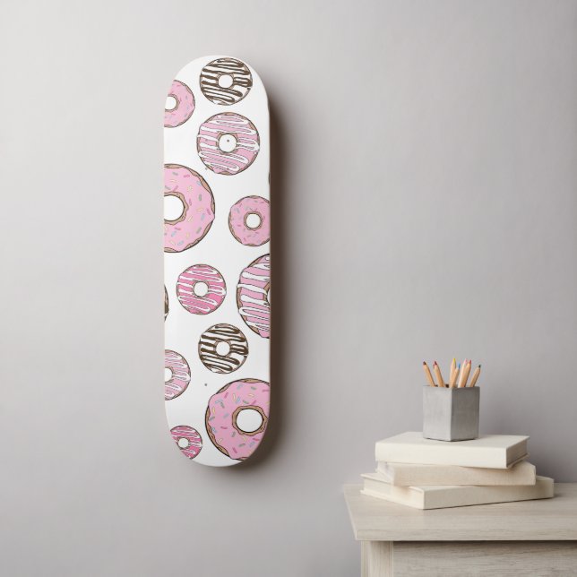 Skateboard Motif De Donuts, Donuts Roses, Donuts Blancs (Art mural)