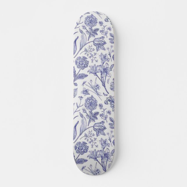Skateboard Motif de fleurs (Devant)