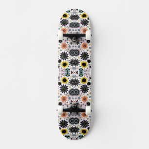 Skateboard Motif de fleurs transparent vintage mignon