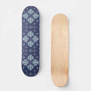 Skateboard Motif de formes géométriques bleues 