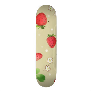 Skateboard Motif de fraises d'aquarelle