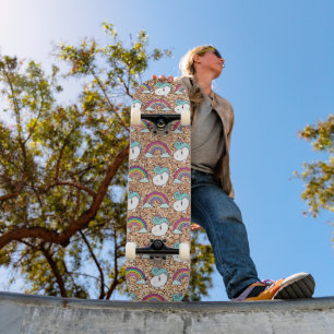 Skateboard Motif de licorne de parties scintillant d'or