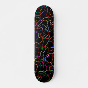 Skateboard Motif de ligne courbe multicolore Neon -COOL