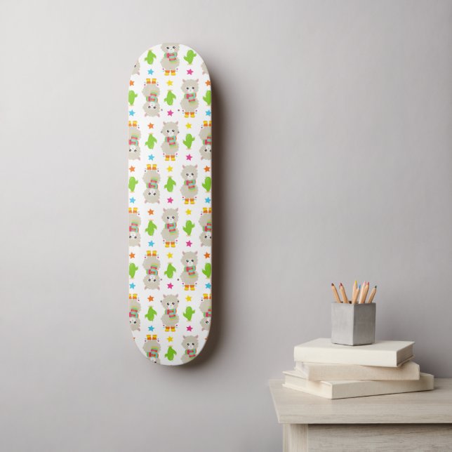 Skateboard Motif De Llamas, Cute Llamas, Alpacas, Cactus (Art mural)