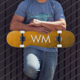 Skateboard Motif de maillage géométrique dégradé orange